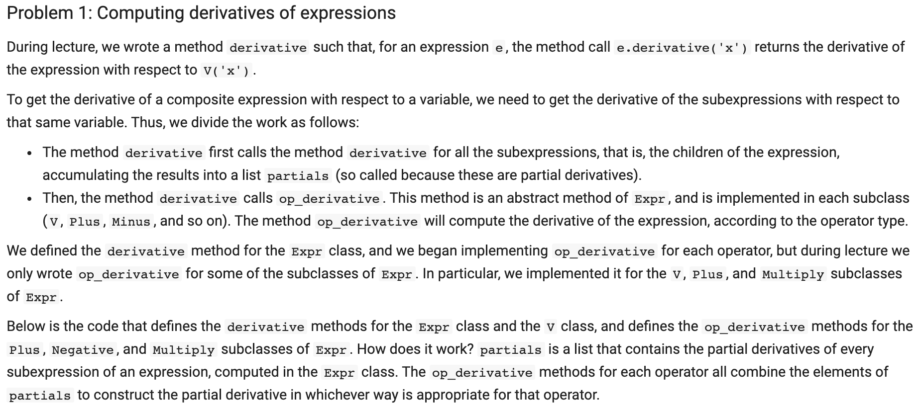 In Python Please; Thank You! class Expr: """Abstract class representing expressions""" def