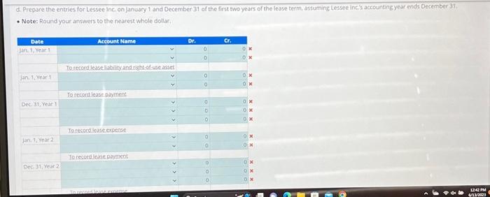 the first payment due immediately. The equipment had a fair value of