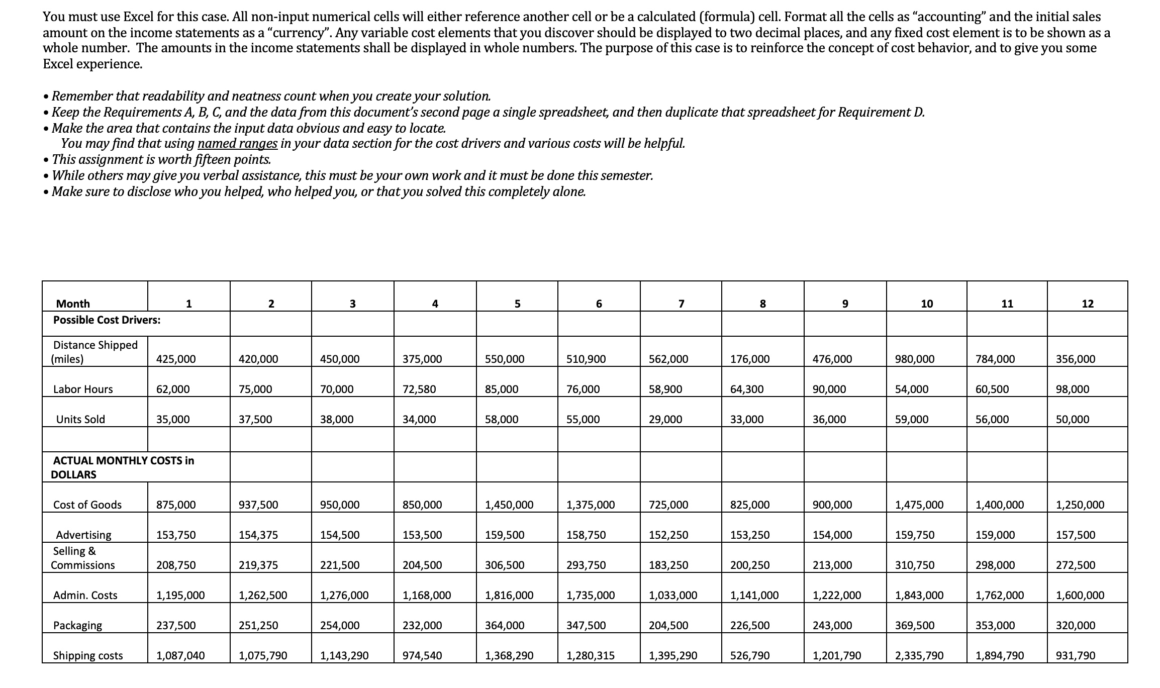  COCO LAMELA COMPANY Excel Assignment #3 The Coco Lamela Company (CLC)
