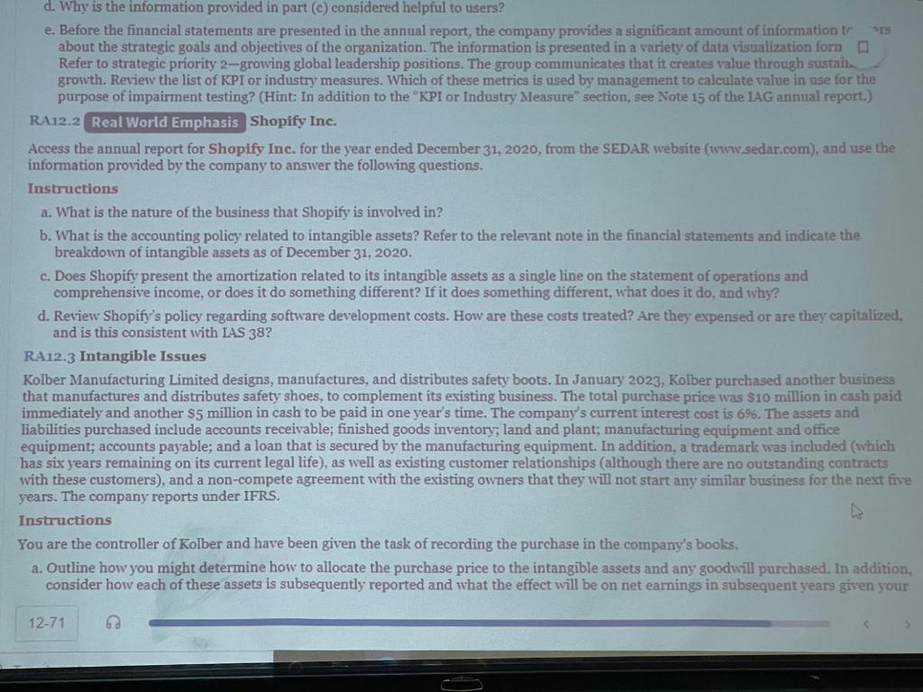 Can you help me with RA 12.2 please. d. Why is the