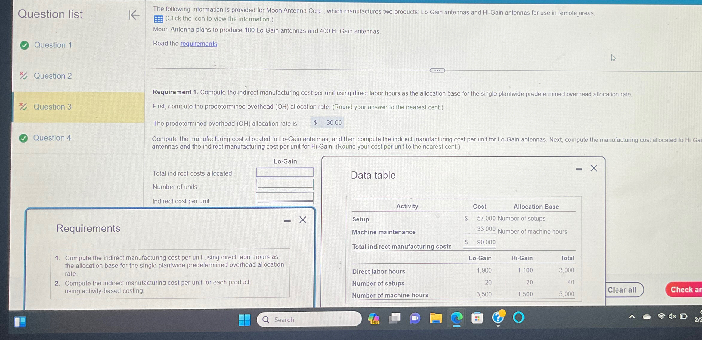 Question list Question 1 x Question 2 x Question 3 Question