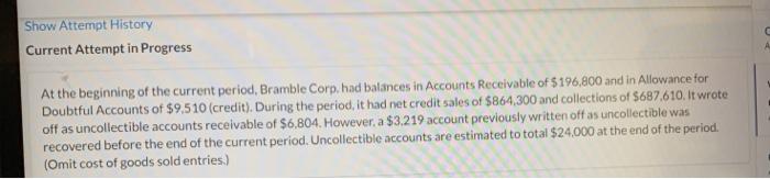  Show Attempt History Current Attempt in Progress A At the beginning