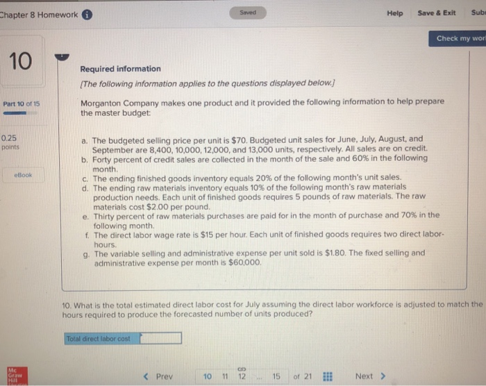  hapter 8 Homework Saved Help Save &ExitSub Check my wor Required