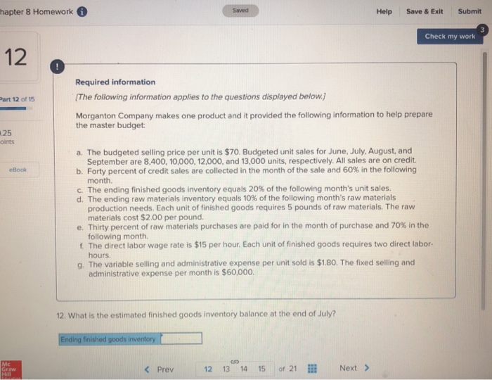 makes one product and it provided the following information to help prepare
