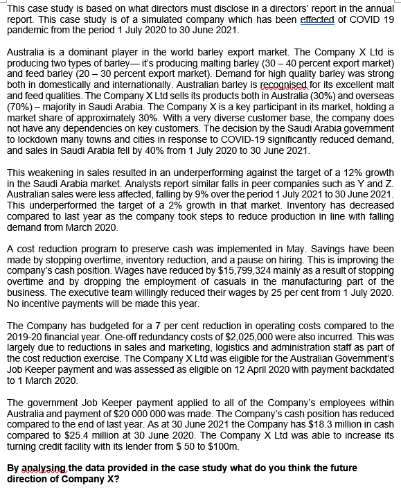 This case study is based on what directors must disclose in