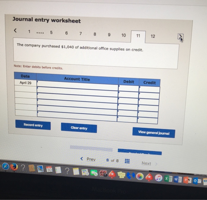 to settle the account payable created on April 19 the compa,00 cash