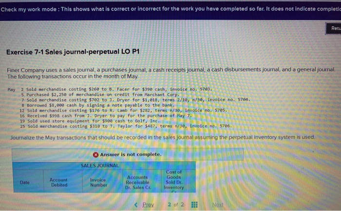  Check my work mode: This shows what is correct or incorrect