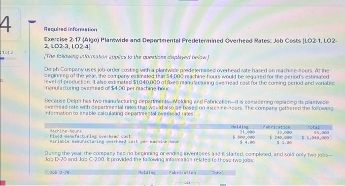 Please complete all required parts, A, B, C, D Required information Exercise