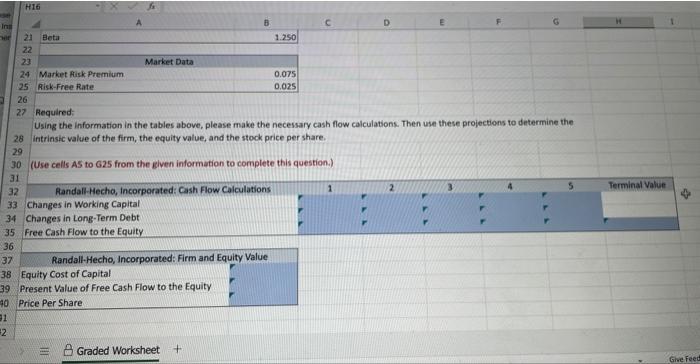 necessary cash flow calculations. Then use these projections to determine th intrinsic