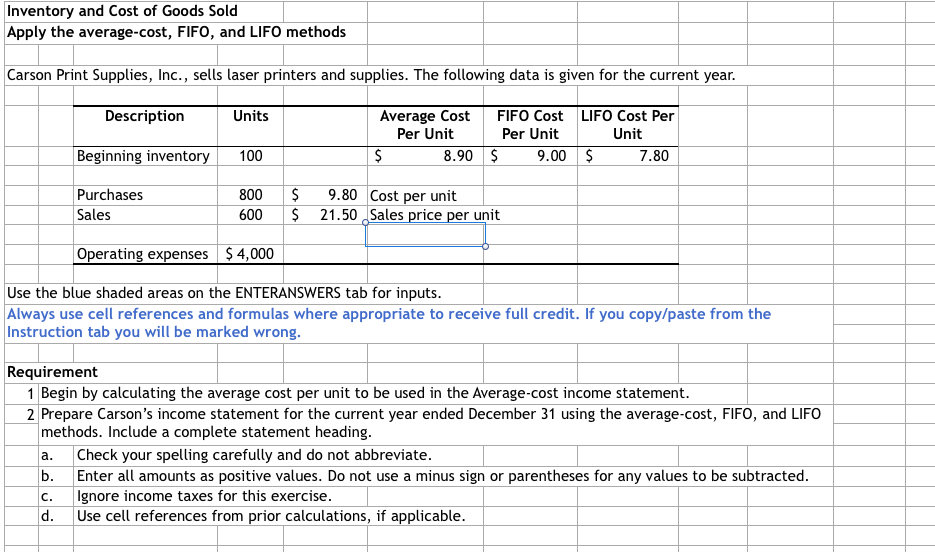 for the current year ended December 31 using the average-cost, FIFO, and