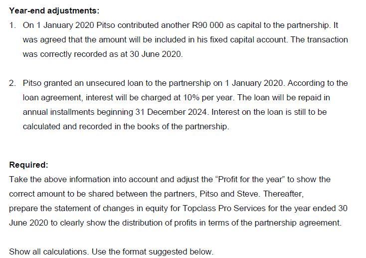 activities of the partnership for the year ended 30 June 2020. Pitso