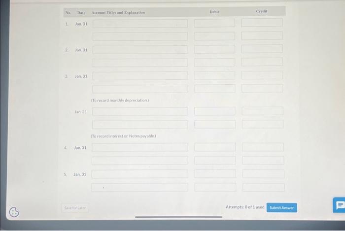 on January 1,2022. During the first month of operations, the following transactions