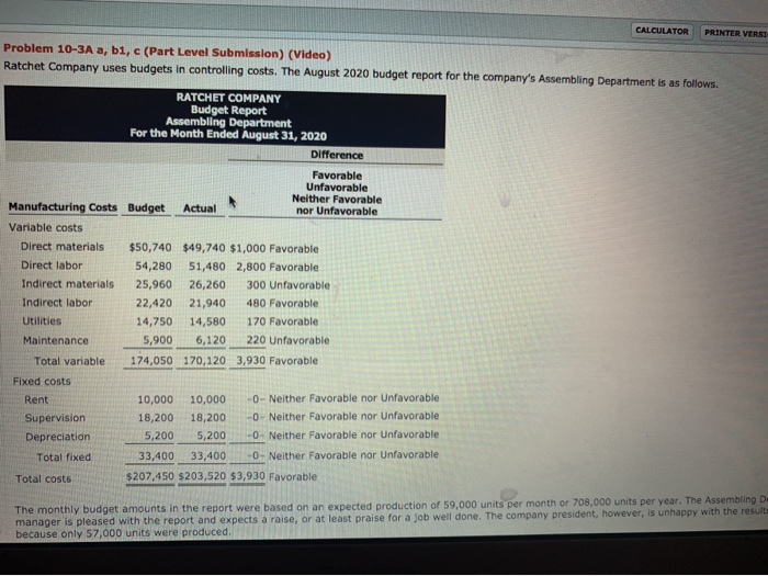  CALCULATOR PRINTER VERSI Problem 10-3A a, b1, c (Part Level Submission)