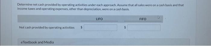  Determine net cash provided by operating activities under each approach. Assume