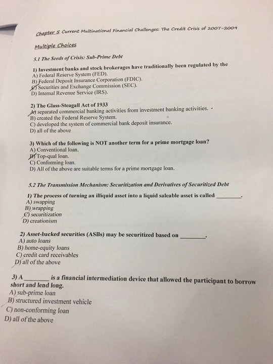 Chapter 5 Chapter 5 Current Multinational Financial Challenges: The Credit Crisis