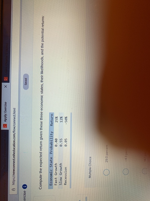  Compute the expected return given these economic states, their likelihoods, and