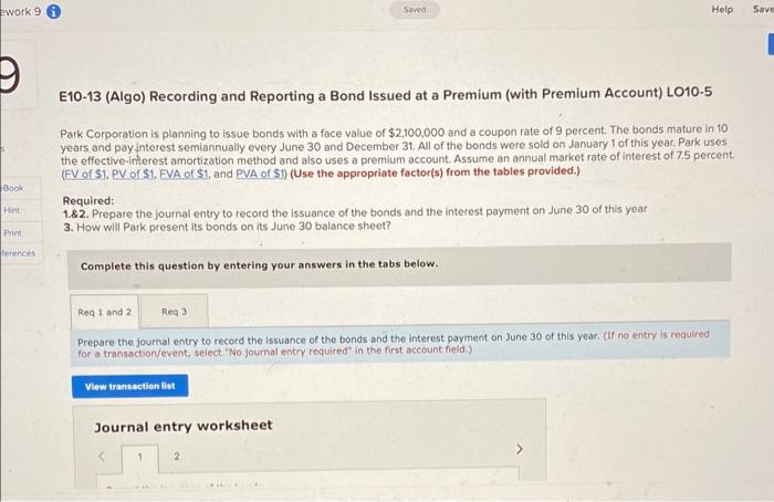  ework 9 Saved Help Save I D E10-13 (Algo) Recording and