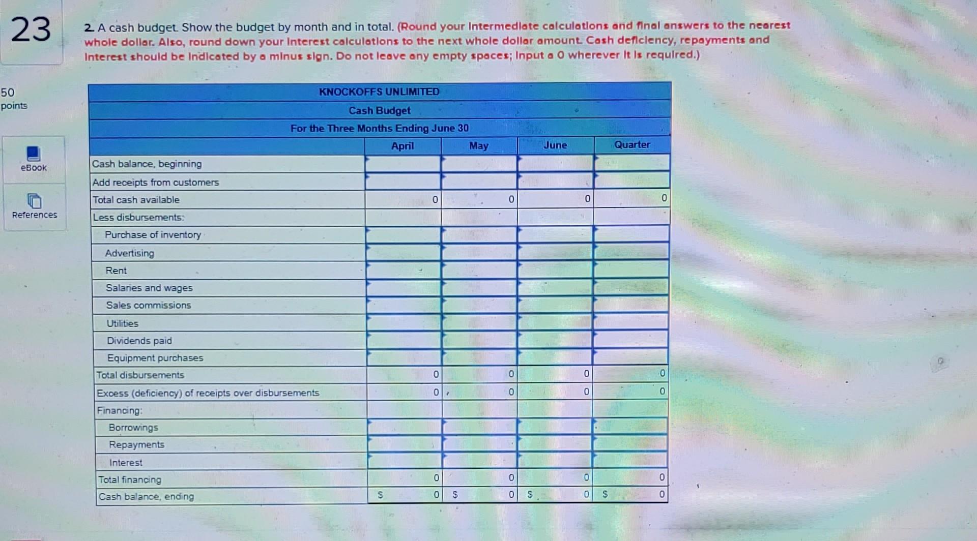 cash shortage. You have been given responsibility for all planning and budgeting.