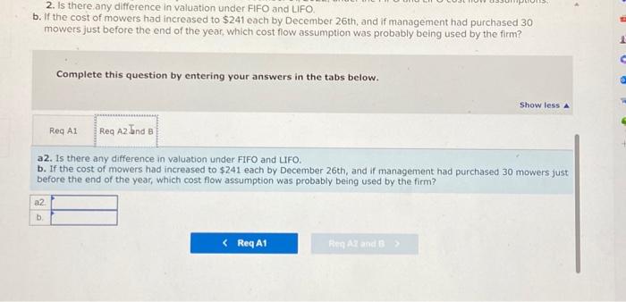 sold were snow blowers and lawn mowers. Each product sold for $350.