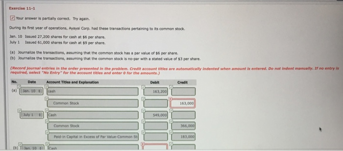  Can someone solve this whole question? Exercise 11-1 Your answer is