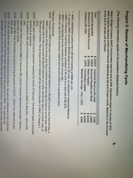  2 part problem all referring to the information in the first