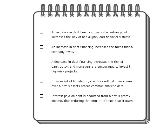 on the optimal capital structure? A company's capital structure decisions address the