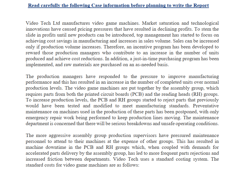 3) Prepare a revised contribution report showing proper operating variances based on