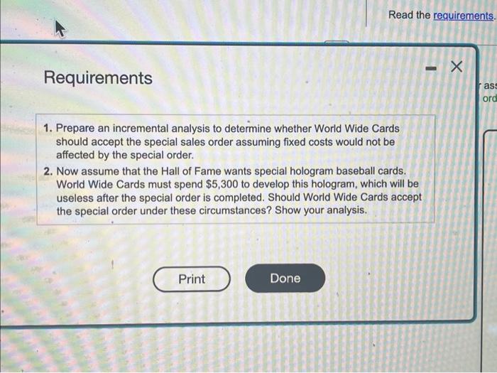 whether World Wide Cards should accept the special sales order assuming fixed
