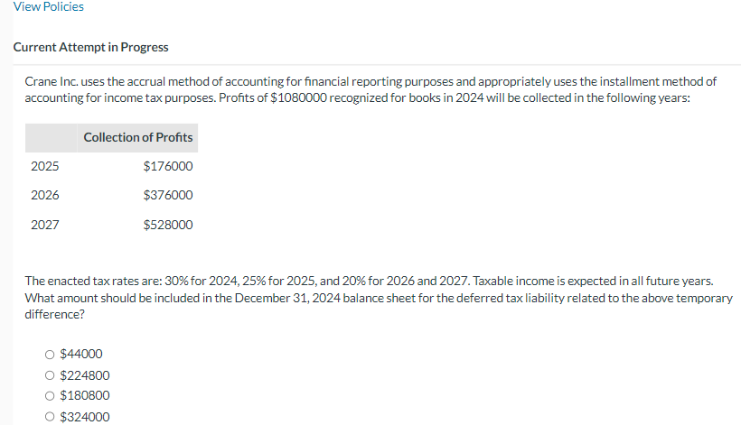  Current Attempt in Progress Crane Inc. uses the accrual method of