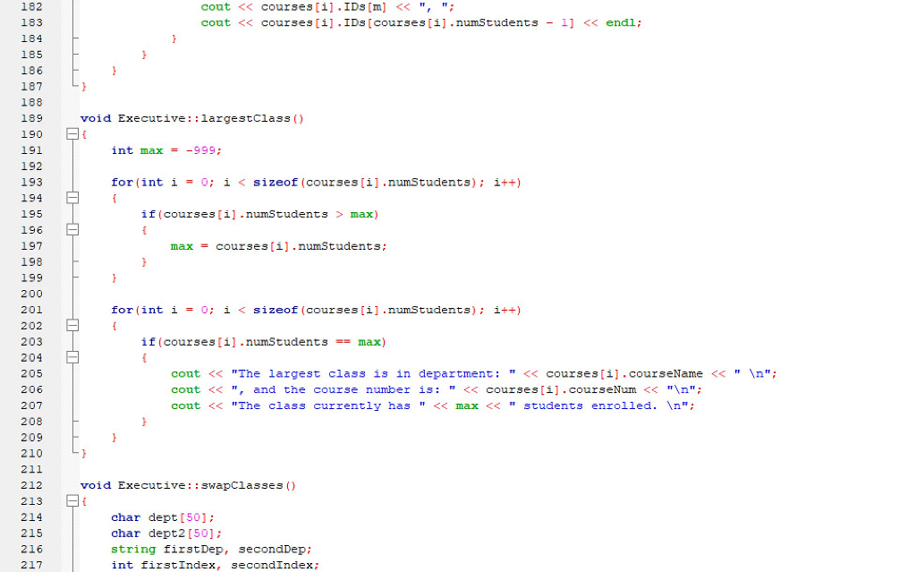 a file that is basically a course directory states how many classes