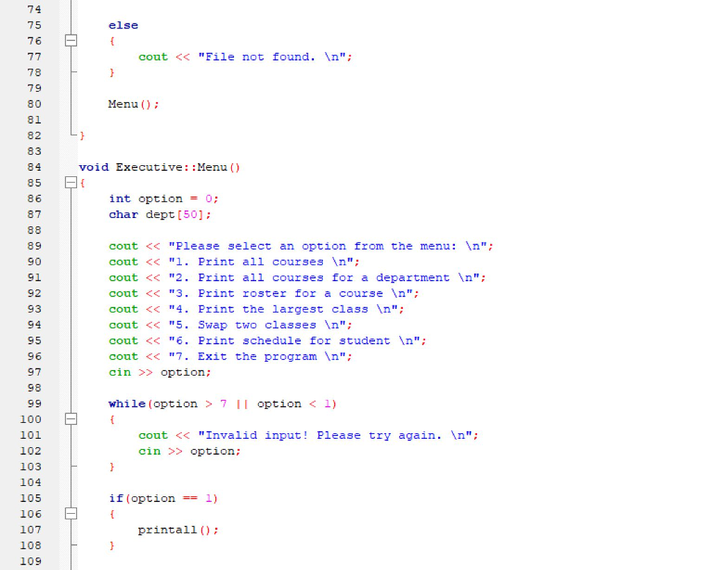 class. I thought that the section where it is reading in the