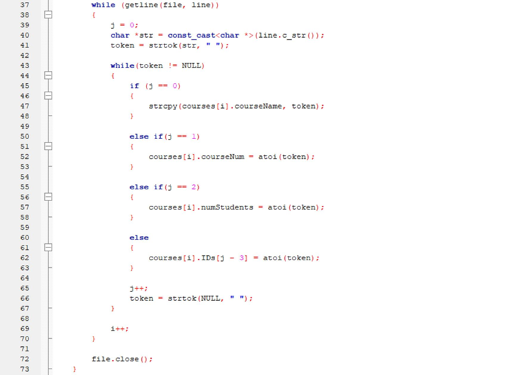 file would work but it is saying the courses.[blah] has not been