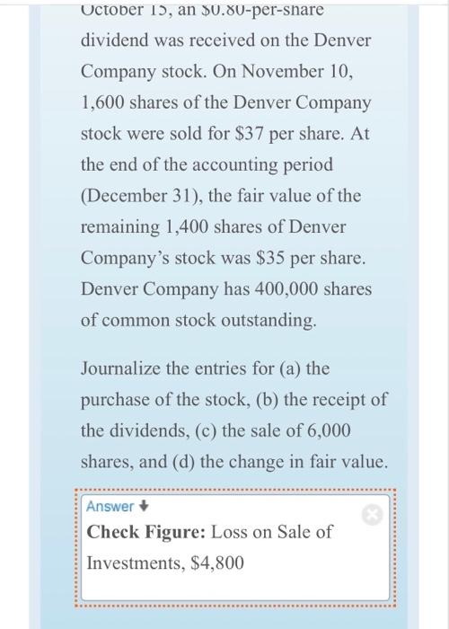 be very helpful! Thanks! B1-31 Journalizing Equity Investment Transactions; Less than 20%