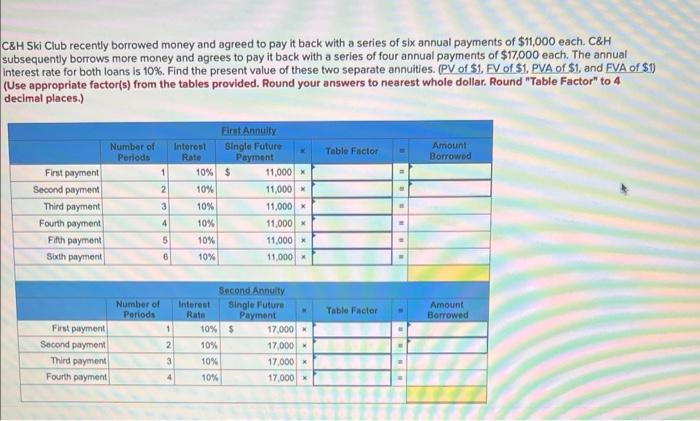 i need help with this question C\&H Ski Club recently borrowed money