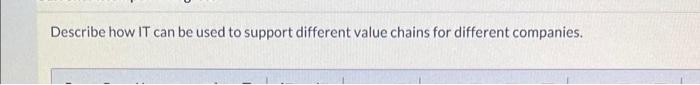  Describe how IT can be used to support different value chains