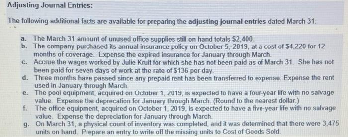 entries to record the February transactions for Splashing Around Update the FIFO