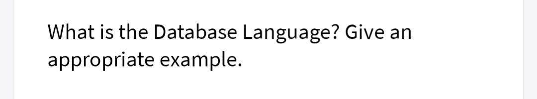 Computer science What is the Database Language? Give an appropriate example