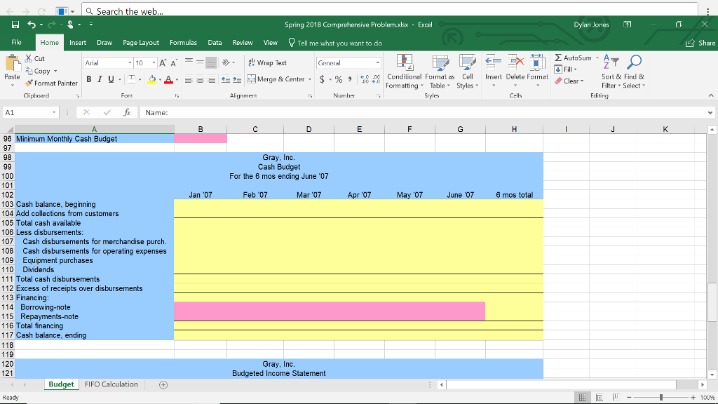 Budgeted Income Statement..... Budgeted Balance Sheet INFORMATION FOR HENRON, INC. BUDGET PROJECT