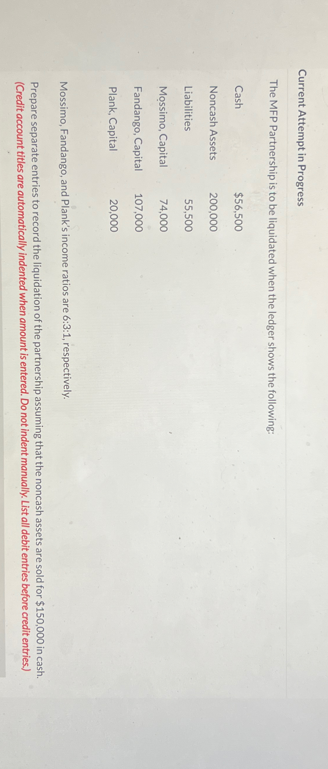  Current Attempt in Progress The MFP Partnership is to be liquidated