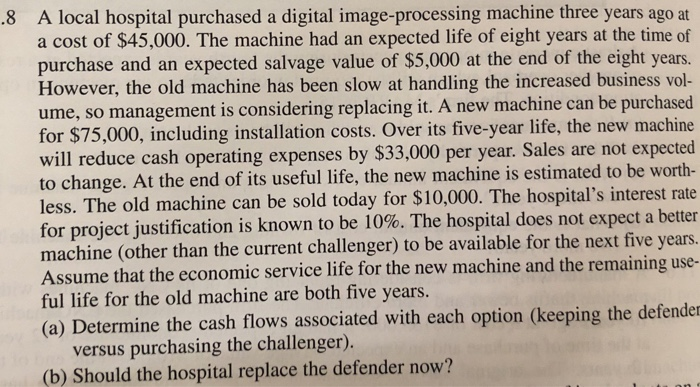  .8 A local hospital purchased a digital image-processing machine three years