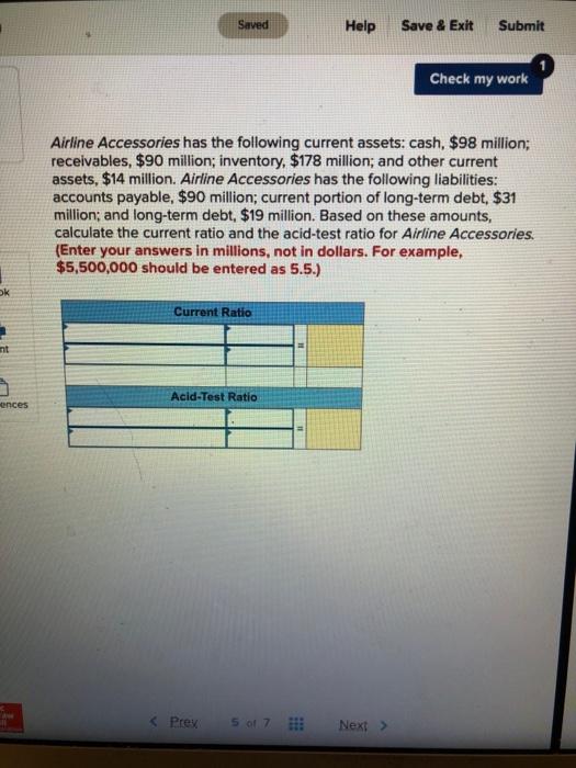  Saved Help Save & Exit Submit Check my work Airline Accessories