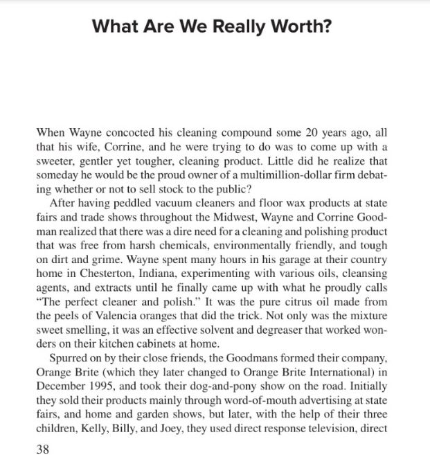 40 Case 10 What Are We Really Worth? flows were estimated