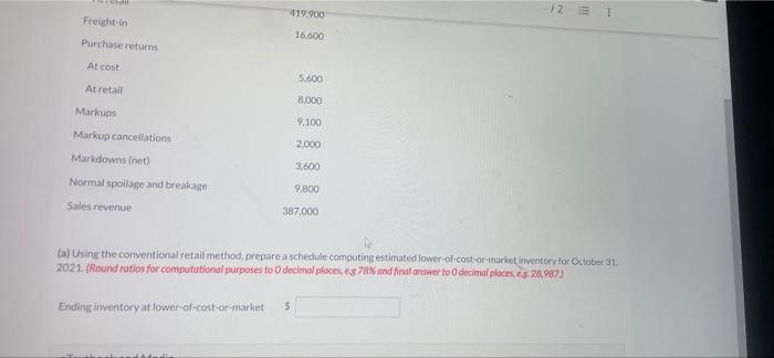 estimate ending inventory for its monthly financial statements. The following data pertain