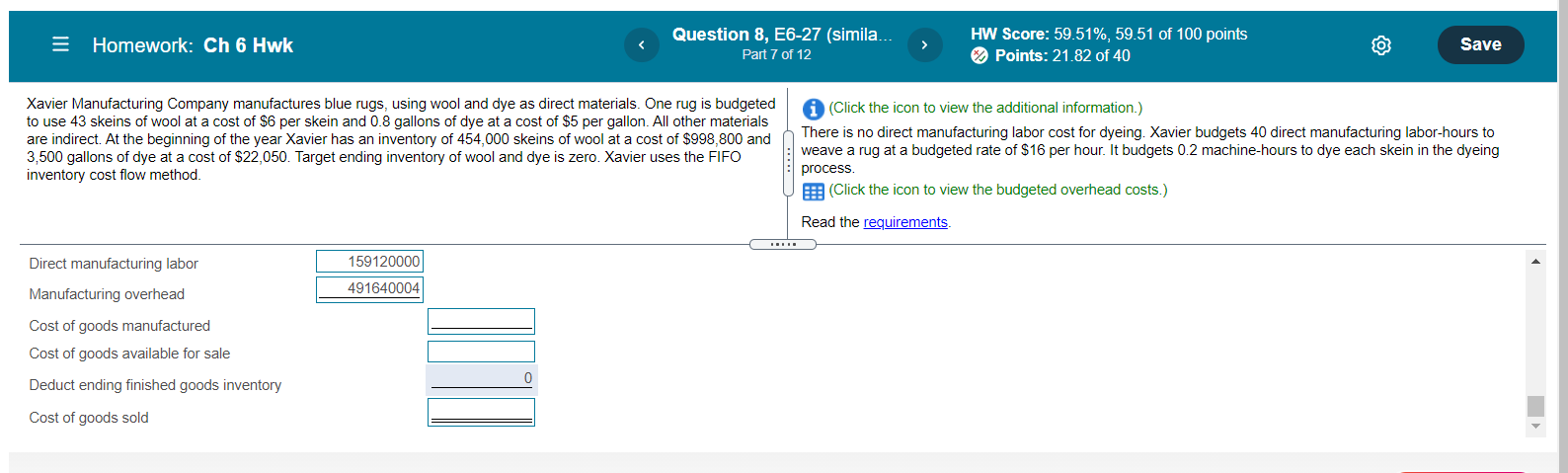 = Homework: Ch 6 Hwk Question 8, E6-27 (simila... Part 7