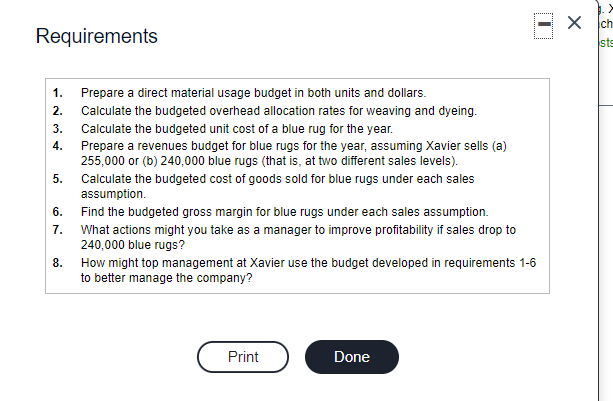 as direct materials. One rug is budgeted to use 43 skeins of