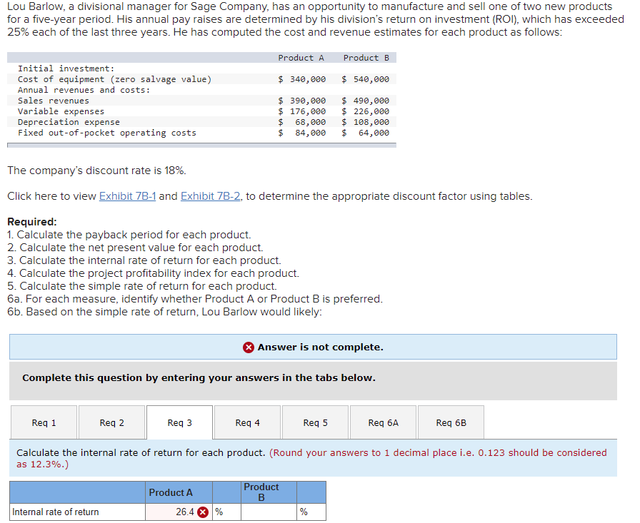 I need help with Req 3, 4,5 Lou Barlow, a divisional