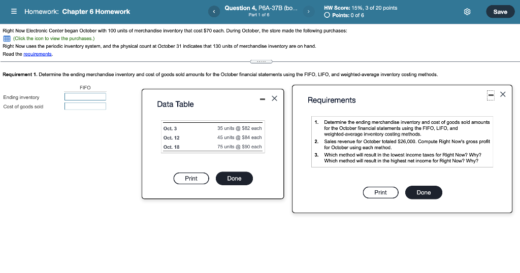 Homework: Chapter 6 Homework Question 4, P6A-37B (bo... Part 1 of