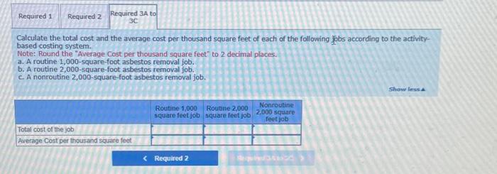 the following jobs according to the activitybased costing system. Note: Round the
