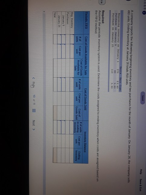  using the fifo method Help Save & Exit A company reports