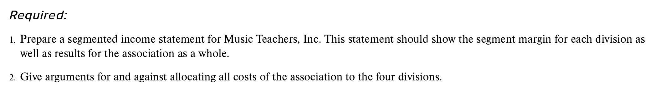association for music teachers that has 20,000 members. The association operates from